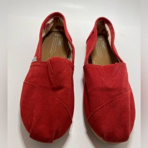 Toms Red Canvas Slip-On Shoes Size 9.5